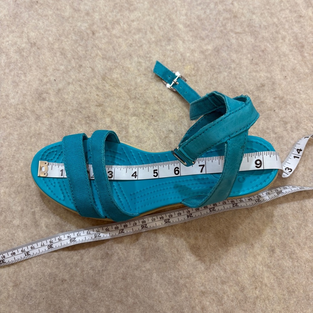 CROCS Leigh II Double Strap Wedge Comfort Sandal Teal Turquoise Womens size 8 - Picture 13 of 14